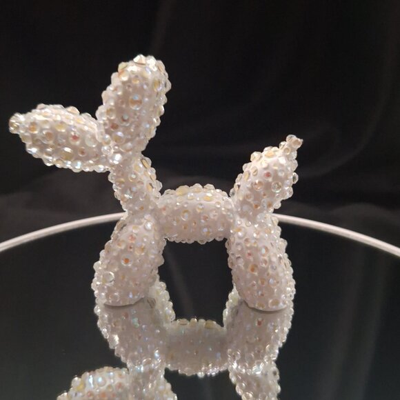 White Bedazzled Balloon Dog Statuette, Unique Gift, Home Decor, Bling Dog - Picture 9 of 9